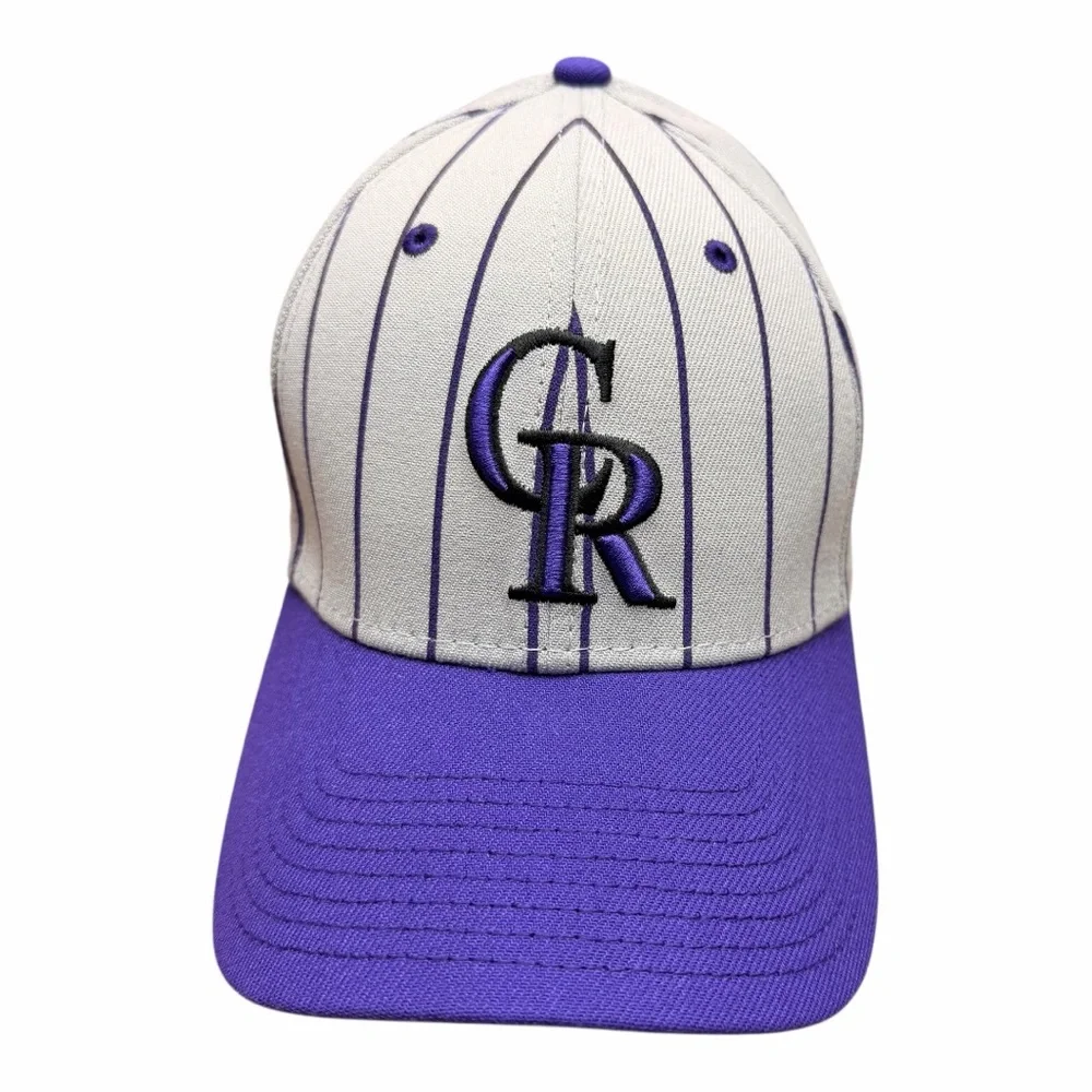Vtg Colorado Rockies Hat New size S/M Era Black and White 39THIRTY Cap